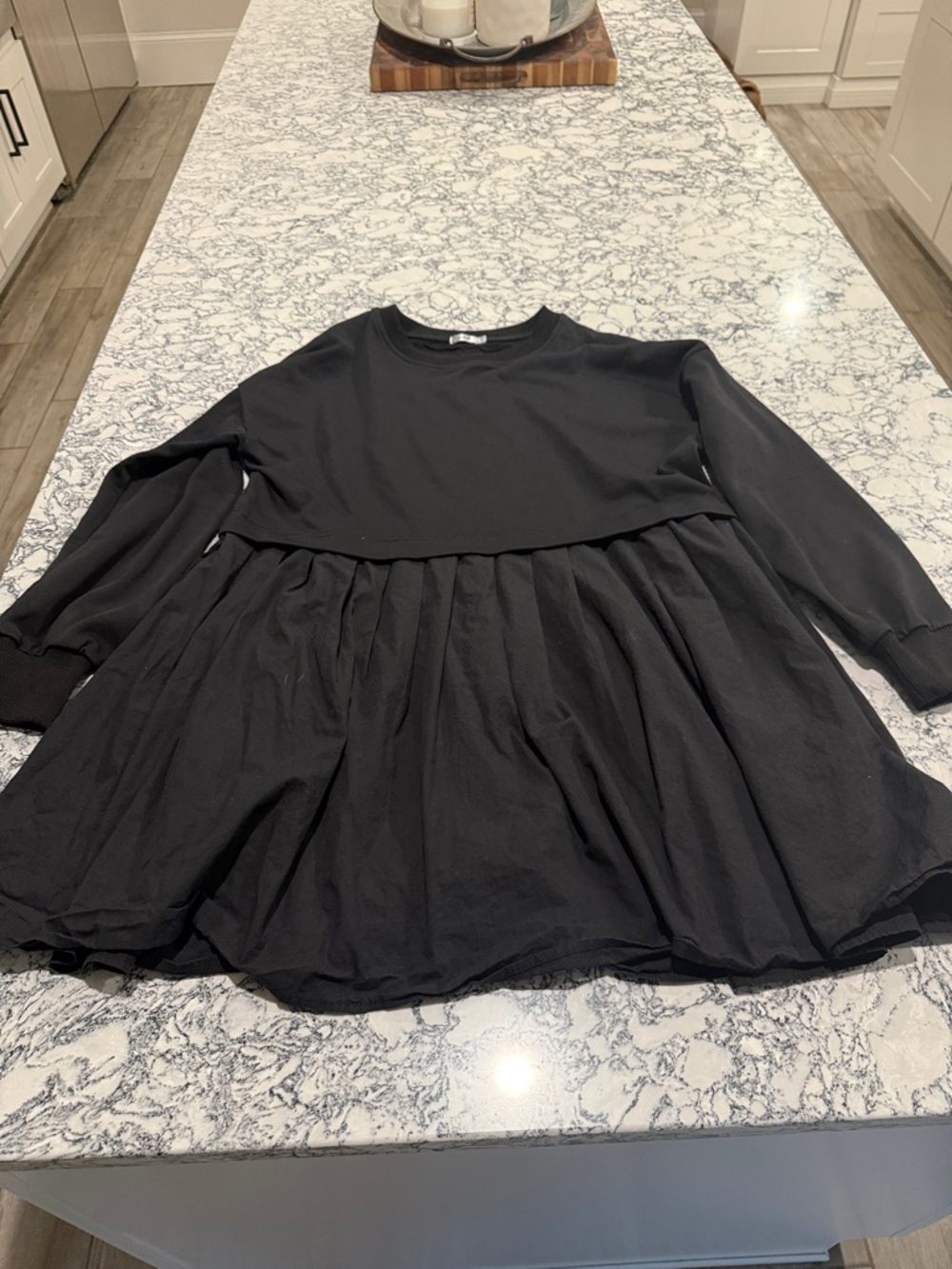 Black Peplum Long Sleeve Dress